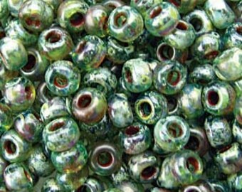 Transparent Olivine Picasso 6/0 Miyuki Seed Beads, 4506, 25 Grams, Japanese Seed Beads