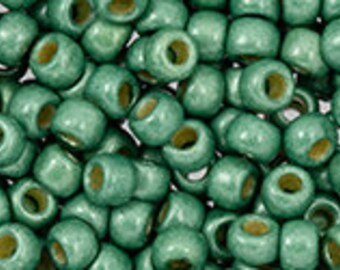 PermaFinish Matte Galvanized Jade Green 8/0 Toho Seed Beads - PF589f - 25 Grams Japanese Glass Seed Beads