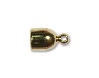 4mm Bullet End Caps, Gold Plated, 4mm ID Cord End