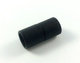 8mm Acrylic Magnetic Cylinder Clasp, Matte Black, approx. 21x10.5mm, 8mm ID