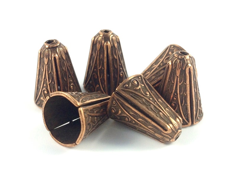 14x10mm Copper Ornate Cone Set of 2 Copper Plated Brass Etsy