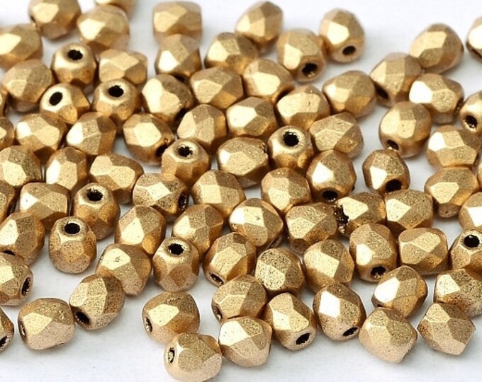100 Pcs Faceted Fire Polished Pressed Czech Glass Beads 3 Mm