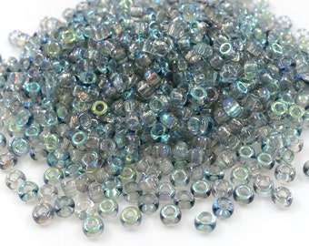 Crystal Blue Rainbow 8/0 Seed Beads, Miyuki with Special Czech Coatings, 25 Grams, BeadSmith Unions