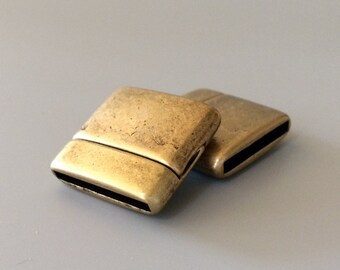 Antique Bronze Smooth, Rounded Magnetic Clasp, Clasp for 20mm flat leather, European made clasp