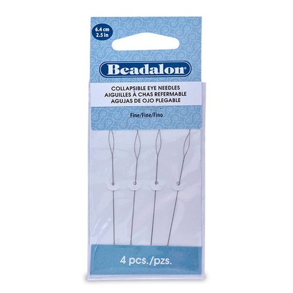 Pack of 4 FINE Collapsible Eye Beading Needles, 2-1/2, Flexible