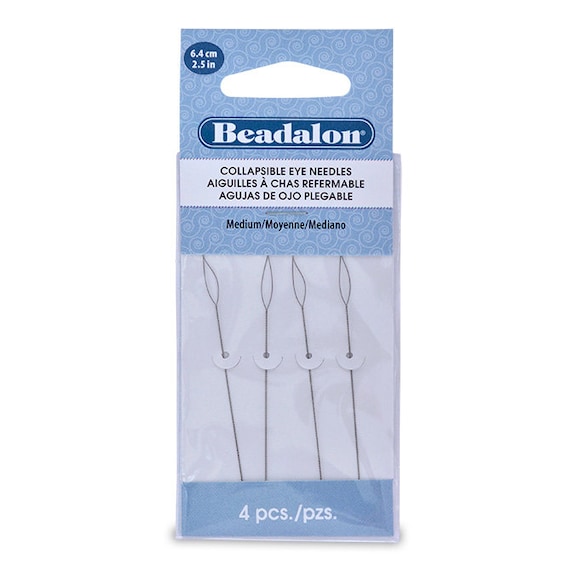 Pack of 4 MEDIUM Collapsible Eye Beading Needles, 2-1/2, Flexible, Package  of 4 