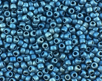 Higher-Metallic Frosted Mediterranean Blue 11/0 Toho Seed Beads, 511f, 15 Grams Denim Blue Japanese Seed Beads