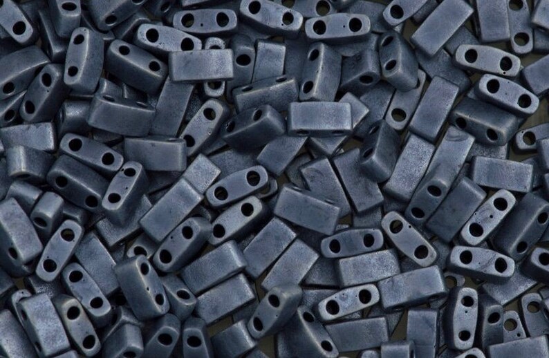 Also Called Matte Blue Gray Miyuki 2001 Half Tila Beads 12 Cut Tila Matte Gunmetal 5 Grams