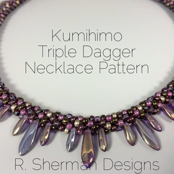 PDF Kumihimo Pattern - Kumihimo Triple Dagger Necklace