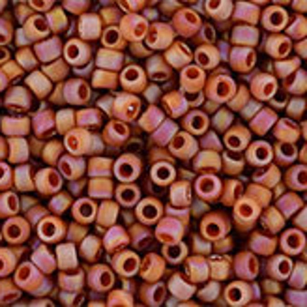 8g 15/0 Toho Seed Beads, 2641f, Semi-Glazed Orange Rainbow, Japanese Seed Beads Size 15