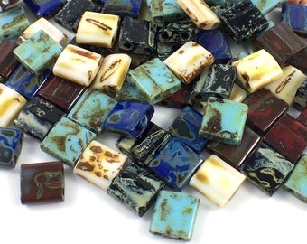 Tila Beads, Classic Picasso Mix, Miyuki Tila Beads, 5mmx5mm, 5 Grams