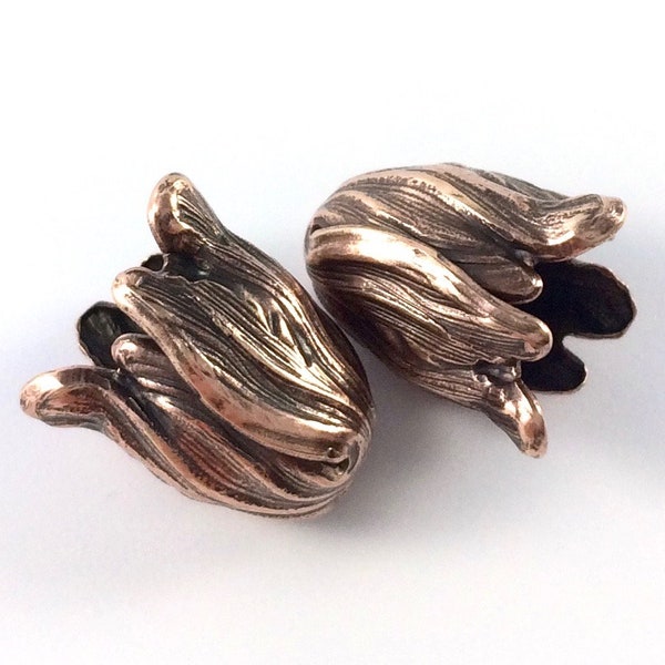 Tulip Rosebud Flower Cap Gold Silver Rose Copper 18x16mm 4pcs