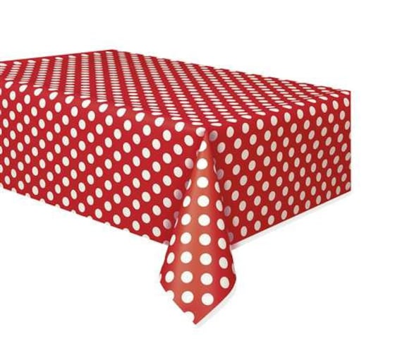 Disney Mickey Minnie Mouse Table Cover Decoration Red White Etsy