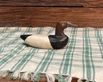 Hand Carved Duck Figurine Wood 3.5”Tx1.75”W