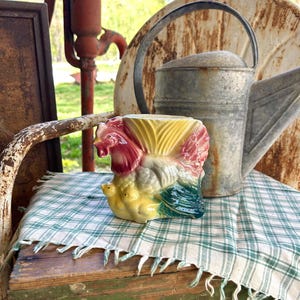 Vintage Chicken and Baby Chick Planter