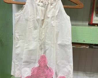 Vintage Child's Pillowcase Dress Pink Lace 2Toddler