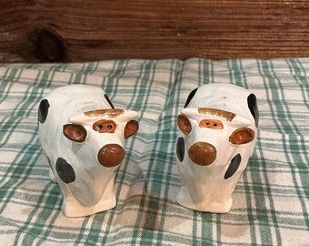 Vintage Cow Salt & Pepper Set Ceramic 3”Tx2”W