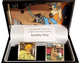 Scooby Doo Cufflinks made with real Comics. Scooby and Shaggy.