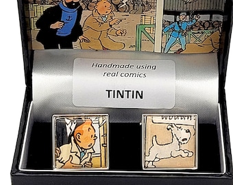 Tintin Handmade Comic Cufflinks. Tintin and Snowy. Real Comics. Milou.