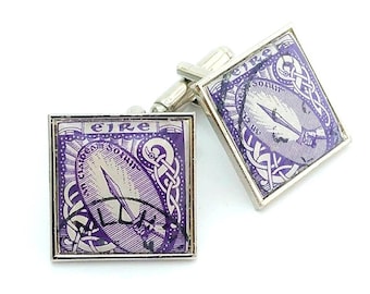 Eire - Ireland - Sword of Light.  Vintage Irish Stamp Cufflinks. Gaelic. Handmade.