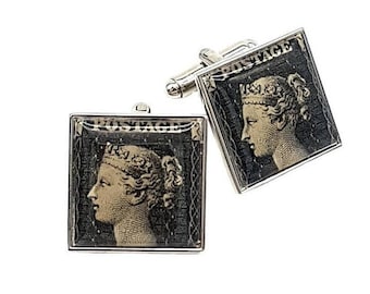 Penny Black 1970 Vintage Stamp Cufflink, Gifts for Men