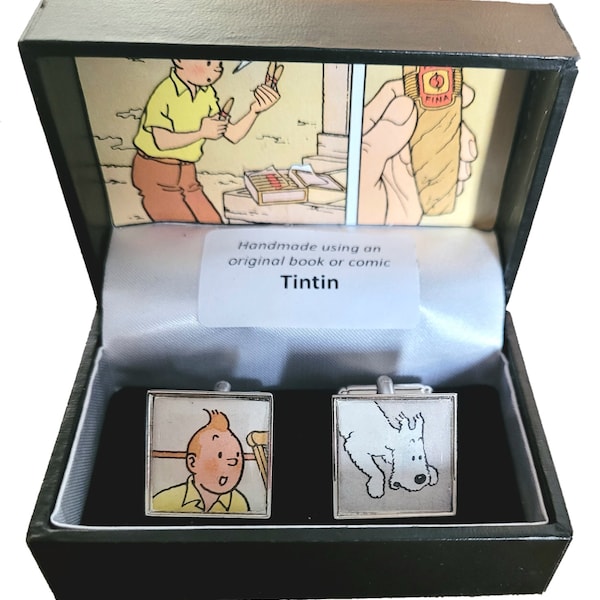 Tintin Comic Cufflinks. Real Comics. Tintin and Snowy. Milou.