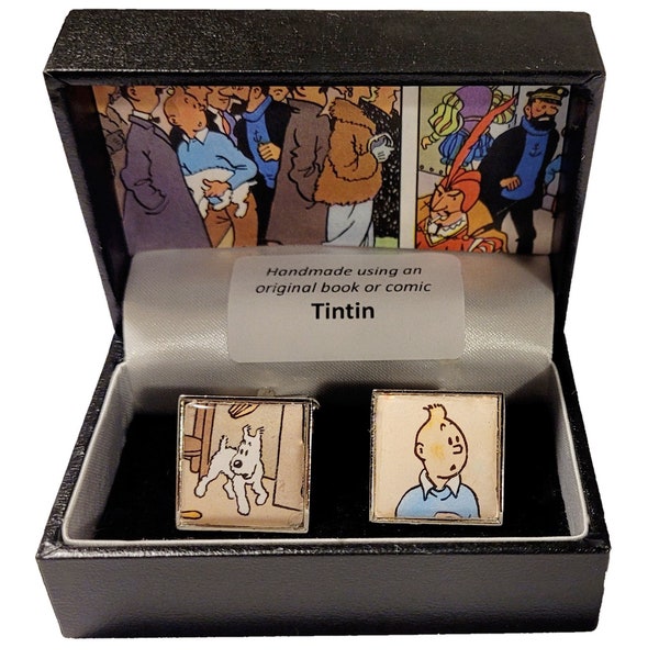 Boutons de manchette Tintin Comique. Tintin et Milou. De vraies bandes dessinées. Milou.