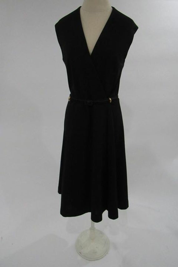 Vintage black wrap dress/ 1970s wrap dress // vint