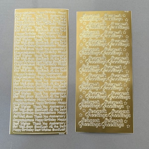 126 pegatinas de saludo autoadhesivos de oro en 2 hojas