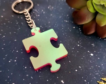 Autism Awareness Glow In The Dark Keychain / Autism / Glowing Keychain / Autism Gift / Cool Keychains / Sensory / Puzzle Piece