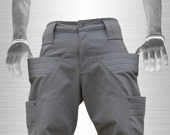 Short homme baggy gris, Mode urbaine futuriste, short avec poches, Vêtement street wear, Invader, TUNKSA