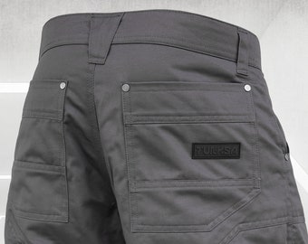 Grey mens short pants with pockets, Futuristic style short pants, Nomad clothing, Festival wear, Traveler short pants, Tsunami, TUNKSA