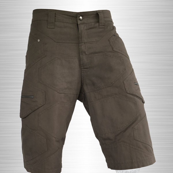 Festival men's short pants, Alternative urban style, Baggy cargo short pants with pockets, Nomad festival wear, Party wear, Hexagon, TUNKSA