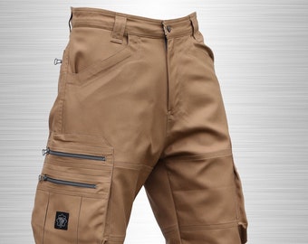Mens shorts, zipped pockets cargo short, Techno futurist style, Summer festival cargo, Alternative style, Kargo, TUNKSA