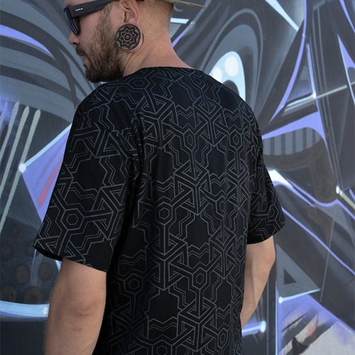 MENS Black T-shirt // Sacred Geometry // Festival Clothing // - Etsy