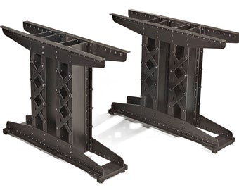 Set of Two Heavy Duty Riveted Railroad Trestle Table Legs
