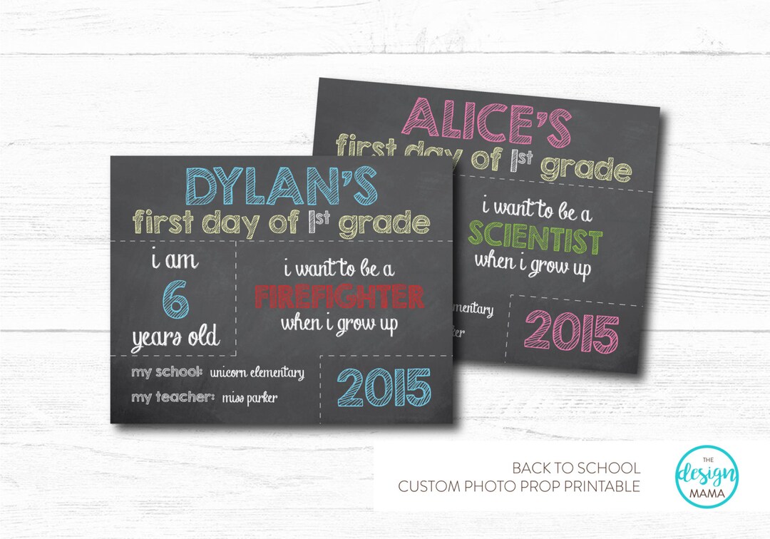 Back to School Chalkboard Sign Printable for First Day of - Etsy