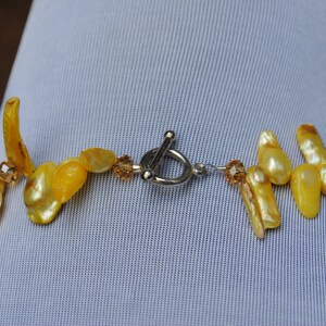 Yellow Mother of Pearl and Thunder Polish Crystal Gemstone Necklace image 5