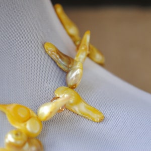 Yellow Mother of Pearl and Thunder Polish Crystal Gemstone Necklace image 4