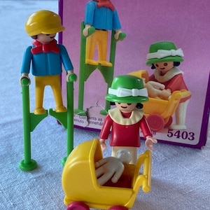 Sale! Vintage Playmobil Victorian Mansion Set 5403 Boy on Stilts, Girl with doll carriage, Complete