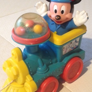 Vintage Mickey Mouse Pull Toy, Pop Train