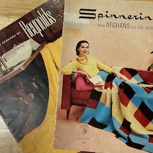 Gorgeous vintage Afghan designs to Knit or Crochet, Reynolds and Spinnerin
