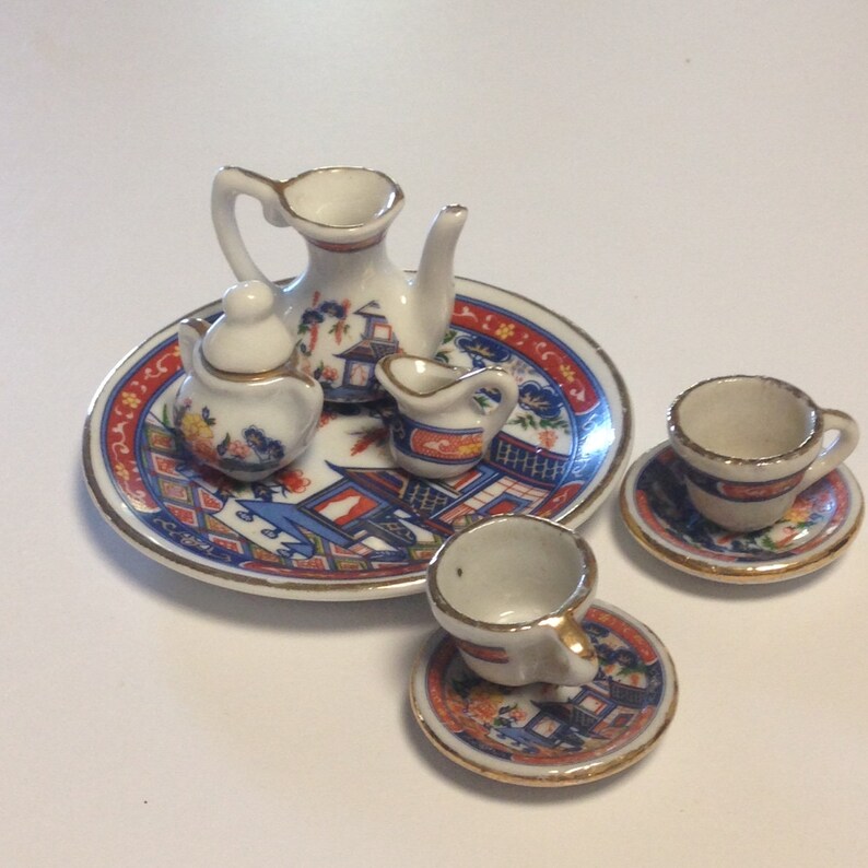 Miniature Japanese Porcelain Tea Set Circa 19471952 Etsy