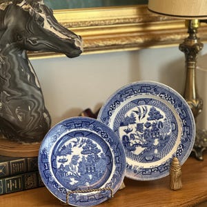 1920s Ridgways and Allertons England Blue Willow TransferWare Semi China England Plates