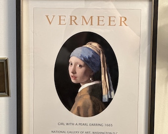 フェルメール作「真珠の耳飾りの少女」ミニチュア額入りキャンバス