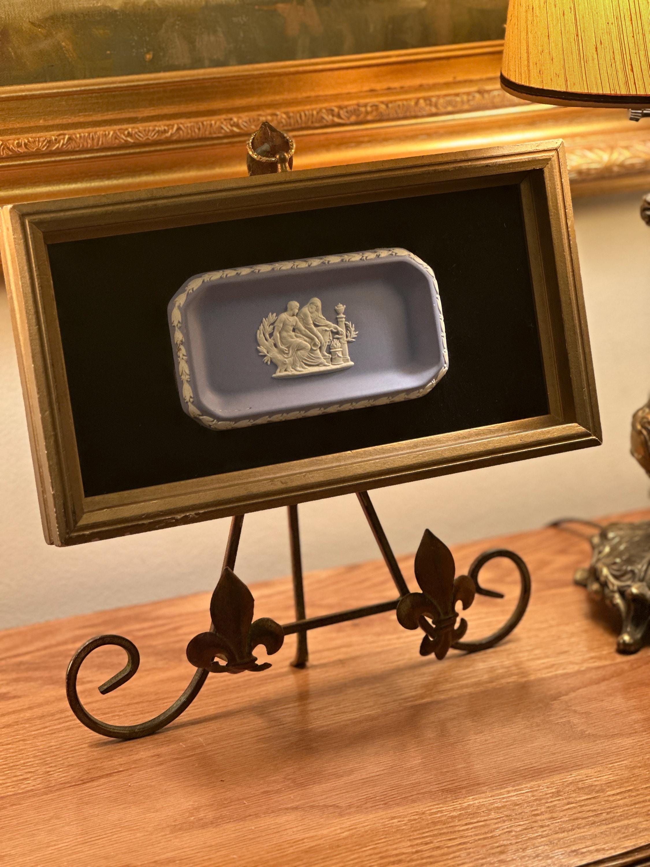Vintage Neoclassical Wedgwood Jasper Framed Pale Blue Tray dish