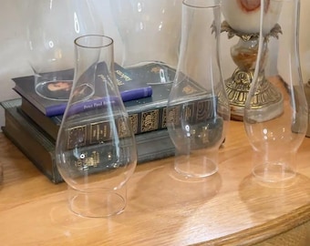 Vintage Glass Hurricane Chimneys – Oil Lamp Replacement Shades – Sold Individually