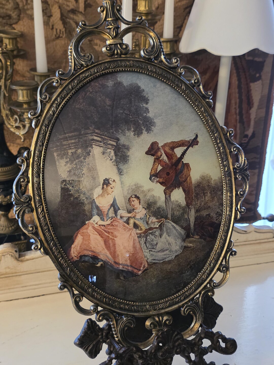 Vintage Oval Ornate Brass Frame – Rococo Style Wall Art – Romantic ...