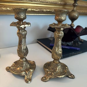 Vintage ornate candlestick holders- set of two