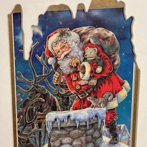 Vintage Framed Christmas Santa Artwork – Old World Santa Picture – Holiday Wall Art - Christmas Art - Saint Nicholas Art